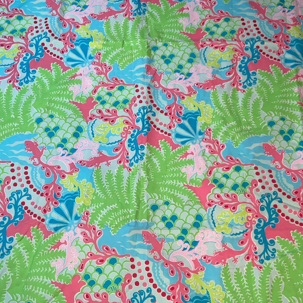 RARE HTF EUC Lilly Pulitzer For Garnet Hill Twin Duvet Cover & 2 shams gecko